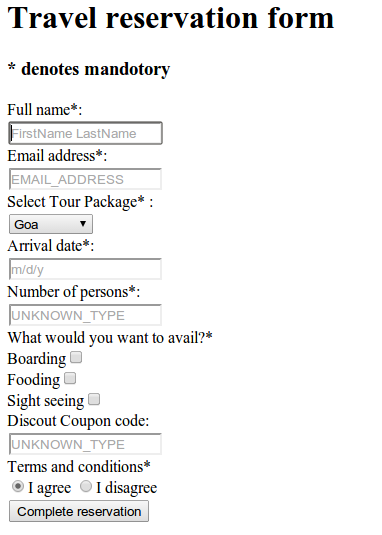 Bookingform